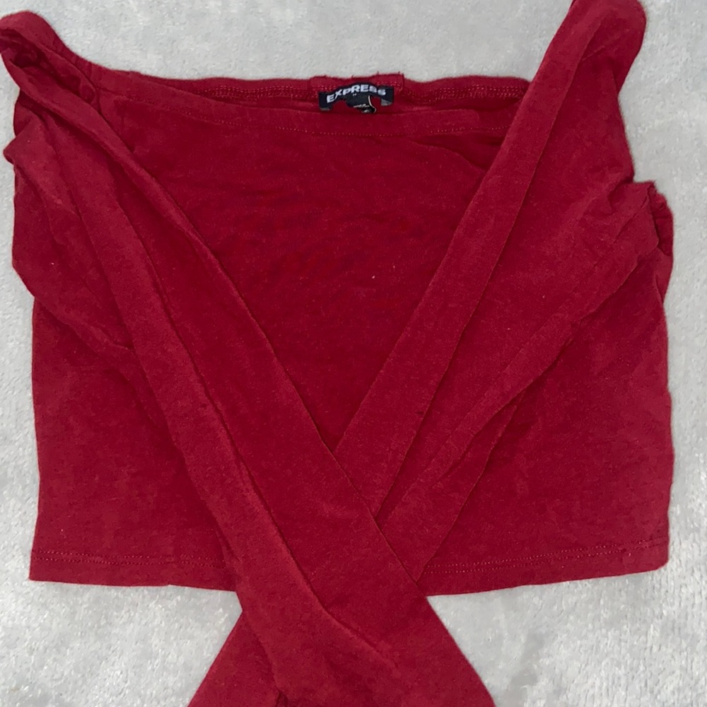 Wine/ red off the shoulder crop top